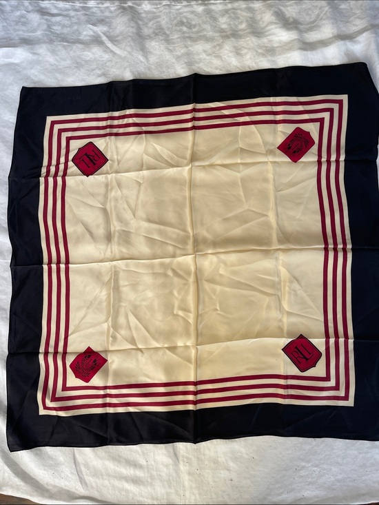 Ralph Lauren Accessories - Silk-Look Square Scarf in Cream, Black & Burgundy